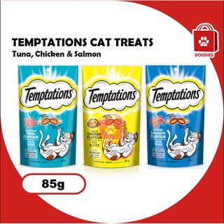 Temptations Cat Treats Tempting Tuna, Savoury Salmon, Tasty Chicken 85g