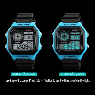 SKMEI 1299 Men Dual Time Fashion Watch  Alarm Snooze 50m Waterproof #7