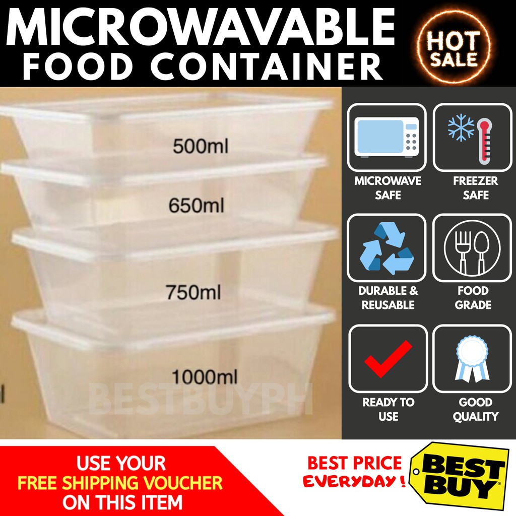10pcs Microwavable Food Container Rectangle [Good Quality] Shopee