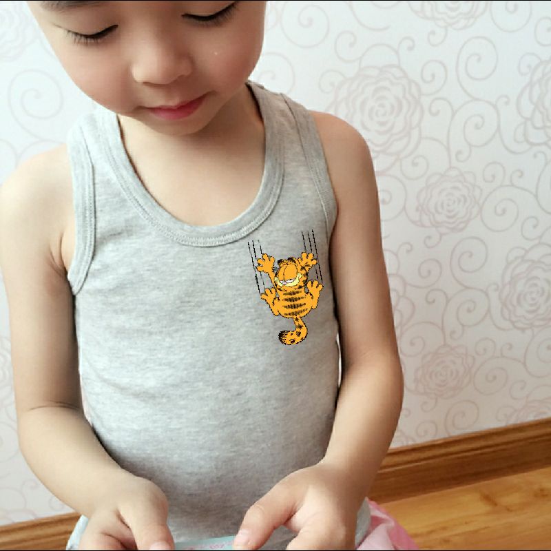 Garfield Cat SINGLET Kids SINGLET T-Shirt UNISEX Kids SINGLET Age 2-10 COTTON COMBED SOBLON DIGITAL