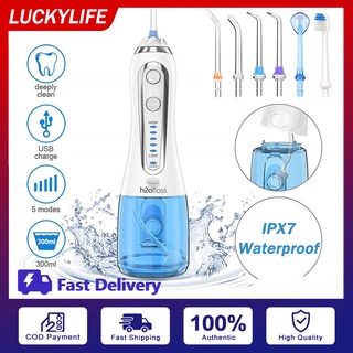 H2ofloss HF-2 Portable Water Flosser Irrigator with Travel Case 5 Tips Water Floss Oral Irrigator