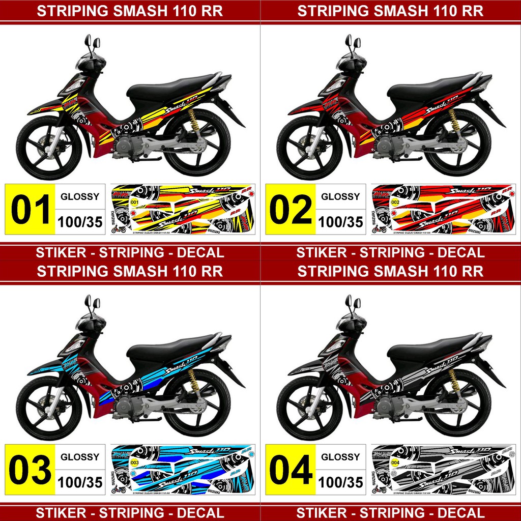 Multicolor Striping Decal Sticker Suzuki Smash 110RR Body Sticker Set ...