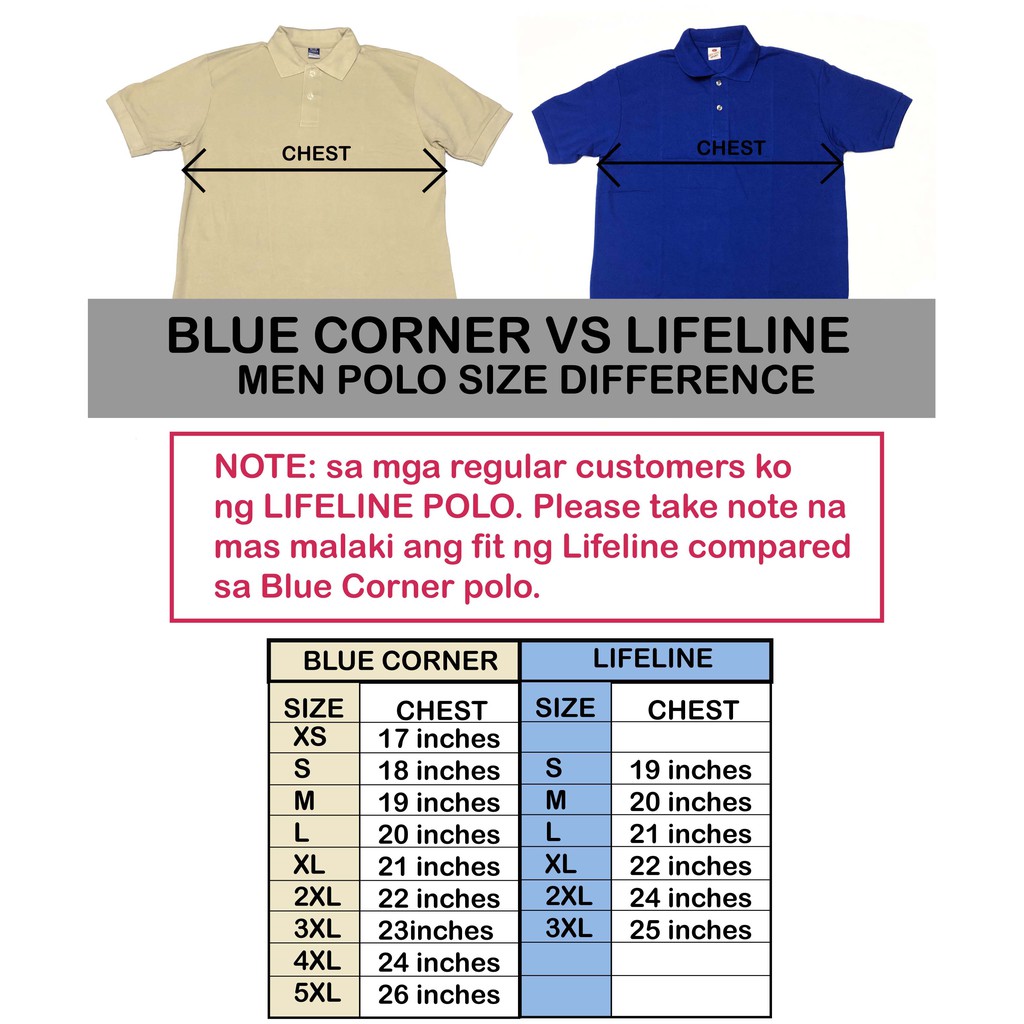 blue corner polo shirt size