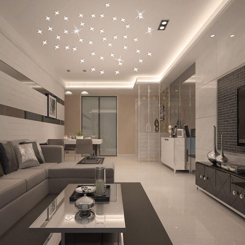 Star 50pc Acrylic 3d Stars Room Ceiling Stickers Diy Mirror