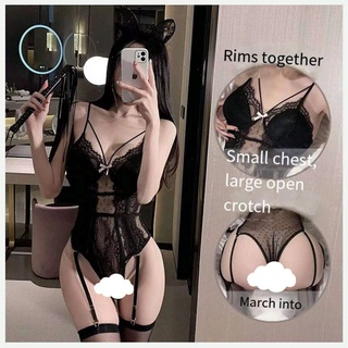 Open crotch one-piece sexy lingerie / girlfriend gift / lace seduction husband/ sexy pajamas