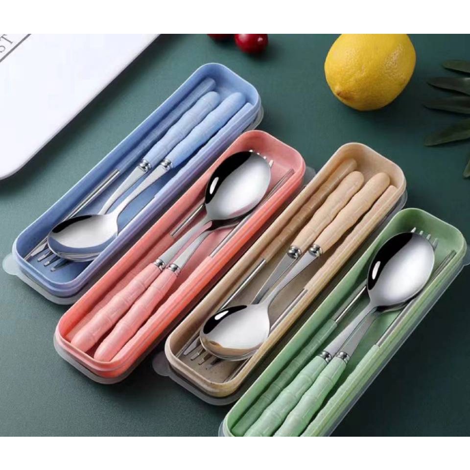 abbott 3 in 1 Spoon Fork And Chopsticks Set With Organizer Shopee Philippines