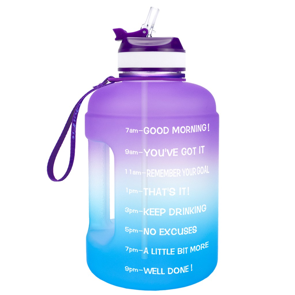 BuildLife 3.78L/2.2L Motivational Water Bottle Wide Mouth with Straw & Time Marked to Drink More Daily,BPA Free Reusable Gym Sports Outdoor 