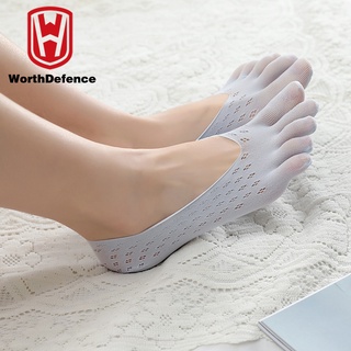 Worthdefence 1 Pair Women Sports Yoga Socks For Summer Breathable Lady Pilates Dance Five Toes Compression Socks Slipper Anti Slip