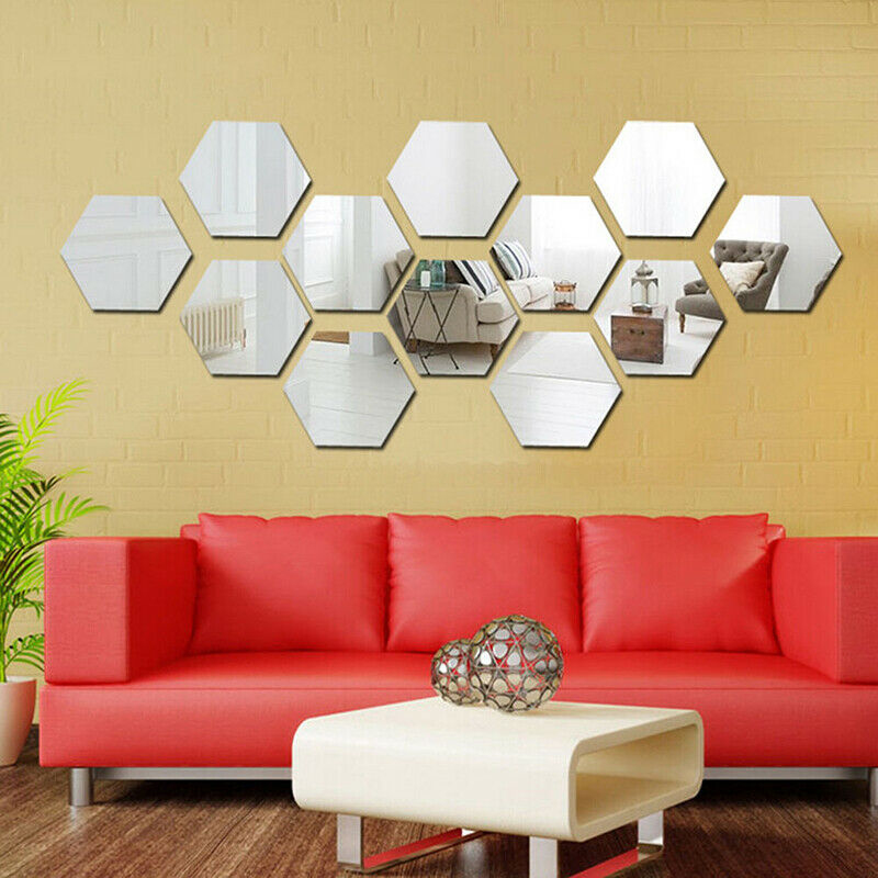 Hexagonal Mirror Wall Stickers S, Plain Wall Mirror Stickers