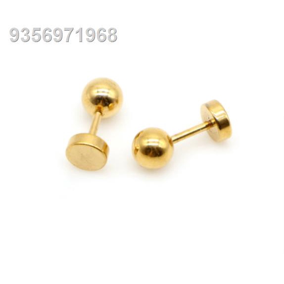 VelvetBoxx RANDOM Earrings with Screw Type Lock Stainless Steel Stud Earrings 10k Gold So Cute For K