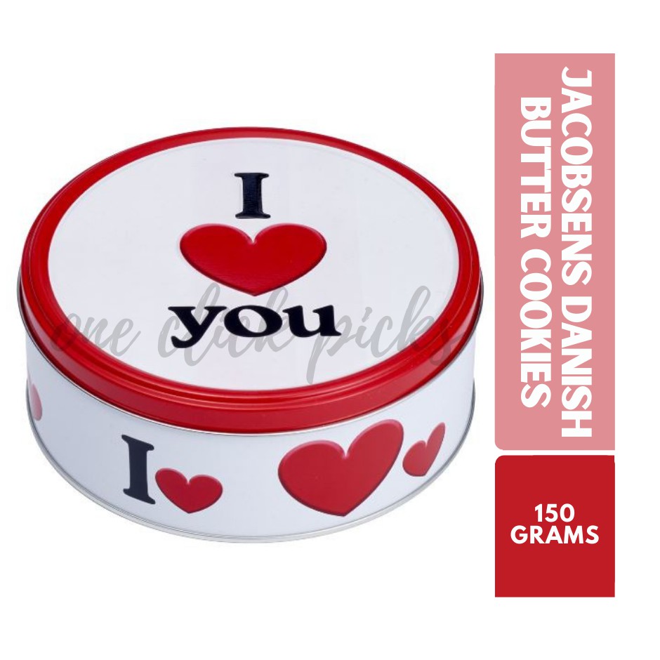 Jacobsens Danish Butter Cookies I Love You Valentine's Tin Can, 150g Shopee Philippines