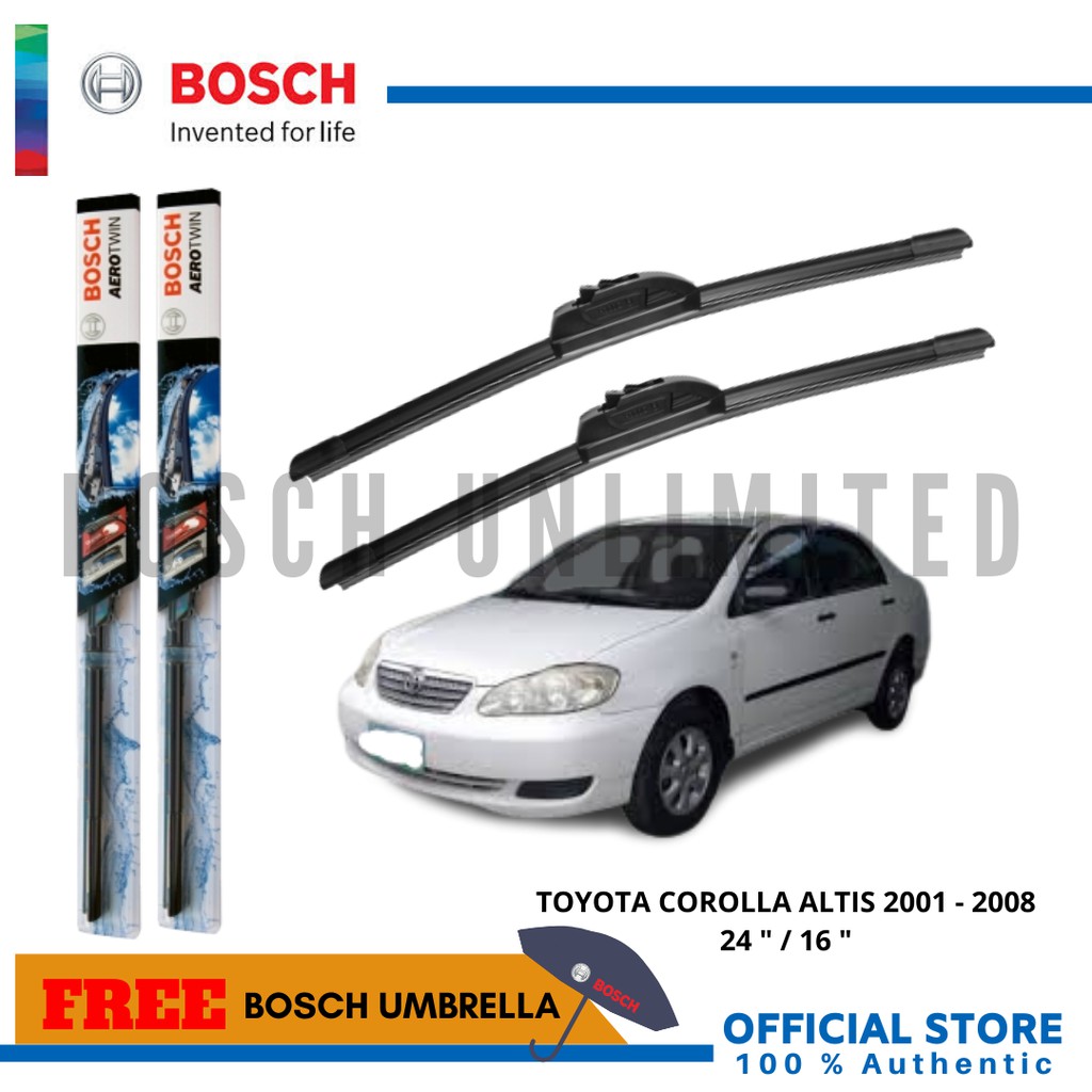 Bosch AEROTWIN Wiper Blade Set for Toyota COROLLA ALTIS 20012008 (24/