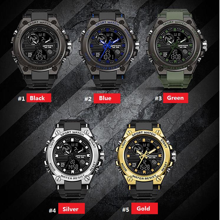 SANDA Sport Men Watch Luxury Military LED Digital Quartz Watches ...