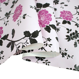 Pink flower with black leaves design for bedroom and living room wall decor 10 meters by 45cm wal #3