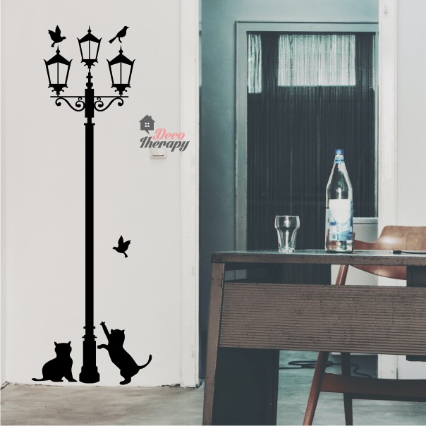 Cat Lamp Post Wall Sticker