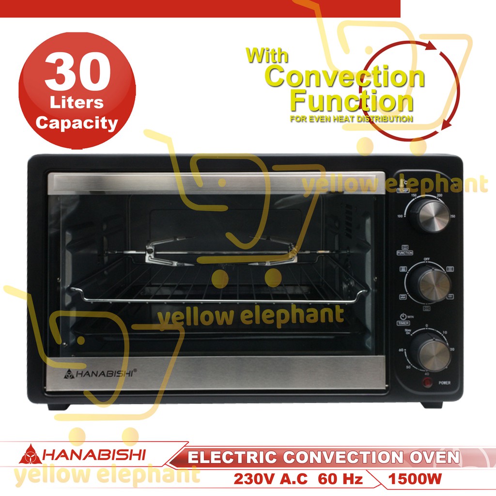 Hanabishi 30L Electric Convection Oven W/ Rotisserie Ss Heating Element