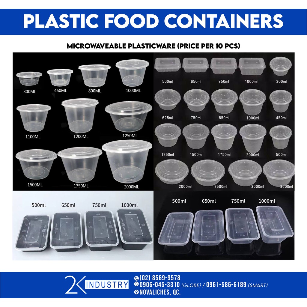 10 pcs. CLEAR Big Pot Microwavable Plastic Food Container {1750ml