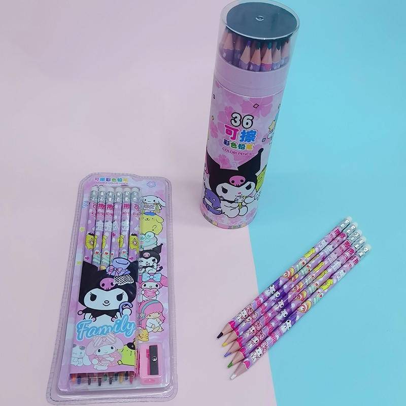 12/36Pcs Sanrio Mymelody Kuromi Cinnamoroll Color Standard Pencils ...