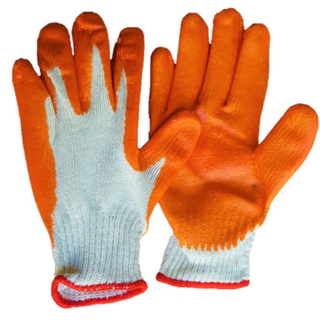 Orange rubber coated gloves Shopee Philippines