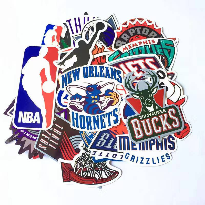 32Pcs NBA Stickers Basketball Team Logo Set Cartoon Mixture Sticker ...