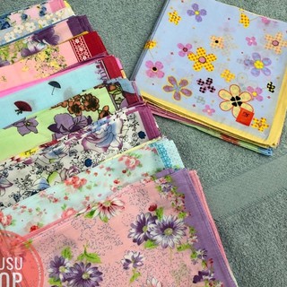 12Pieces Women's Floral Handkerchief Cotton Panyo