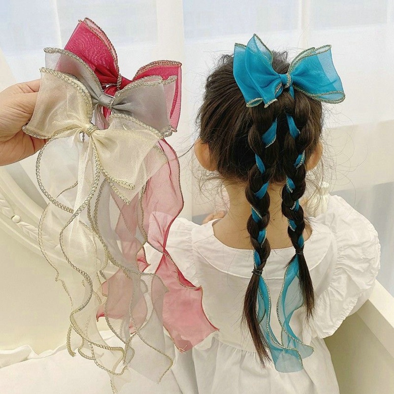 Korean Bowknot Hair Claw Sweet Streamer Bow Clips Princess Headdress Children Hair Accessories