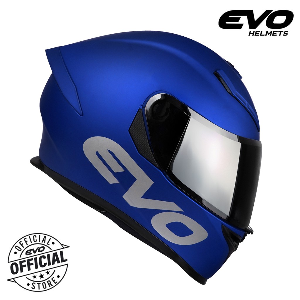 EVO GSX 3000 V2 Plain Matte Blue Full Face Dual Visor Helmet | Shopee