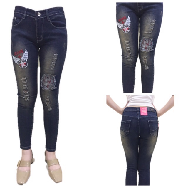 patched ripped jeans womens