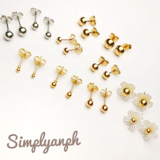 {SA} STUD BALLS EARRING IN GOLD & SILVER STAINLESS STEEL