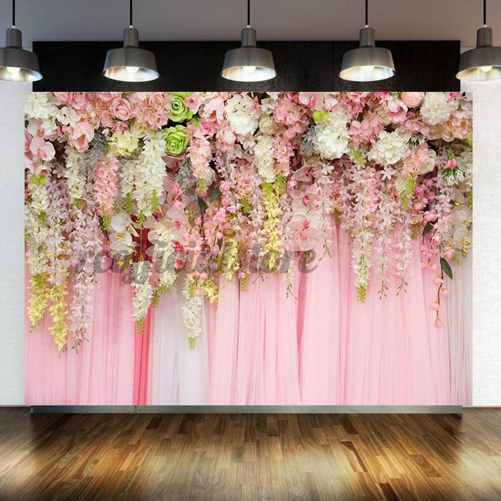 7ftx5ft/5ft x3ft Pink Flower Wedding Party Photography Background Cloth ...