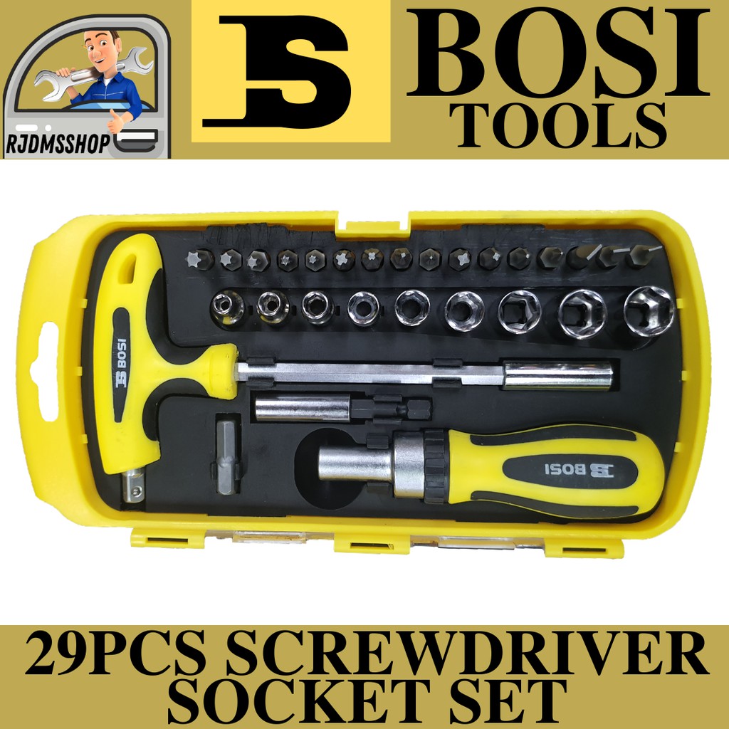 Rjdmsshop01 Bosi Tools 29Pcs Screwdriver Socket Set 3Mm-12Mm Heavy Duty ...