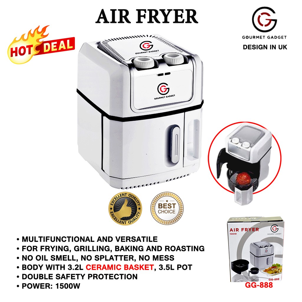 Gourmet Gadget Air Fryer with Accessories 3.5L/1500w GG888 Shopee