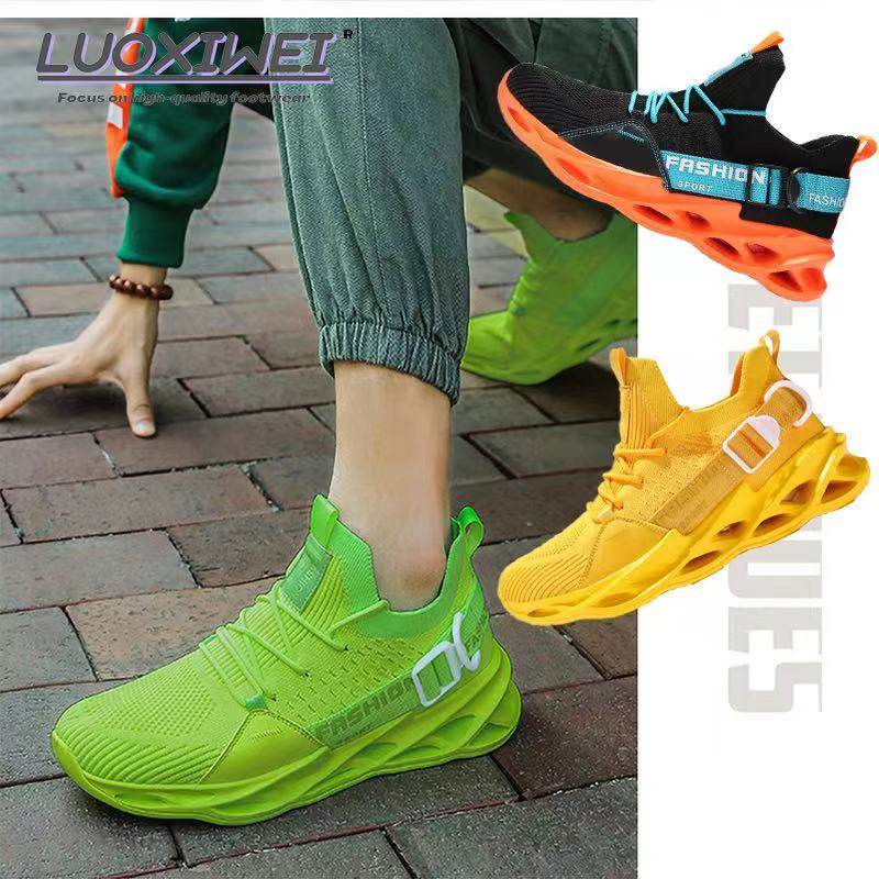 LUOXIWEI Rubber Shoes for Men Running Shoes Couple Yellow Cut Sneaker ...