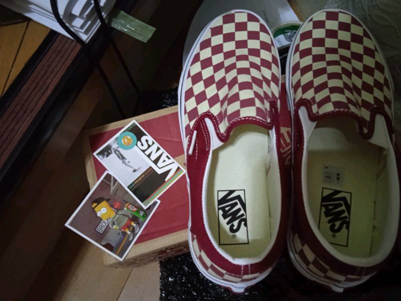 rumba red checkered vans