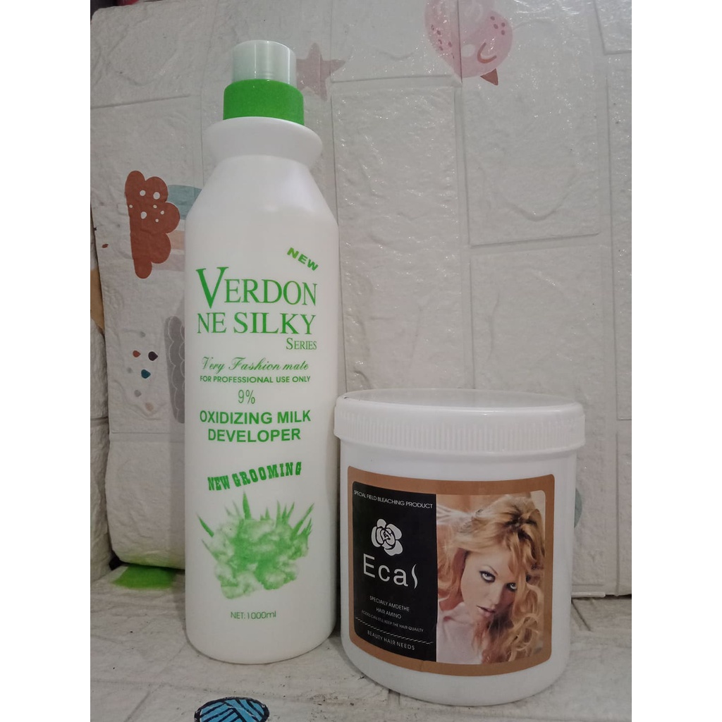 1 SET ECAS BLEACHING POWDER 500G AND VERDON NE SILKY OXIDIZING MILK