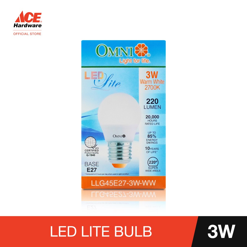 OMNI LED Lite G45 Bulb 3W Warm White E27 Base Shopee Philippines