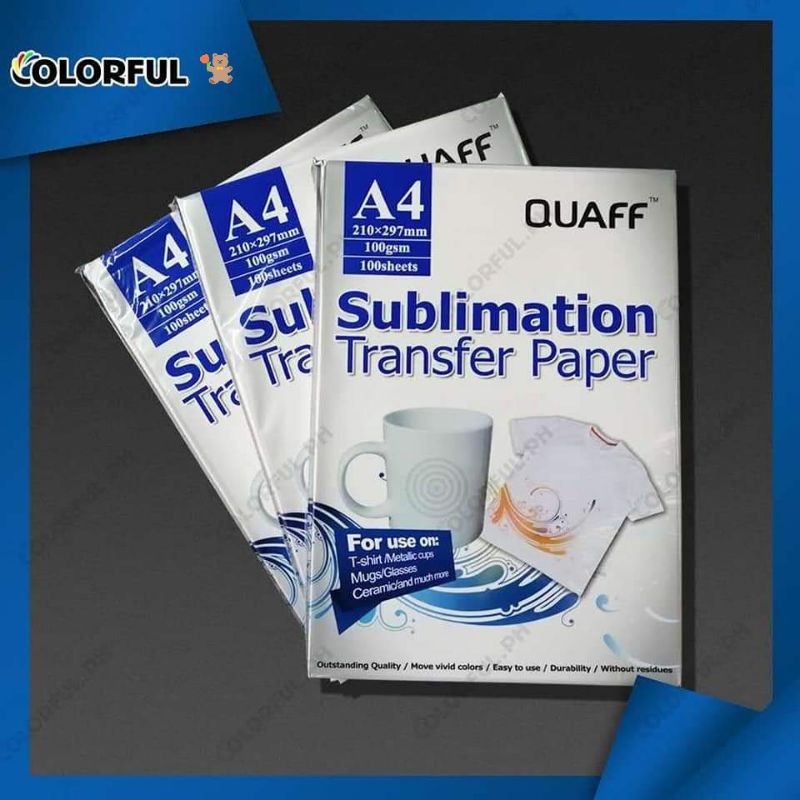 Quaff A4 Sublimation Transfer Paper 100gsm 100pcs For Suvlimation 