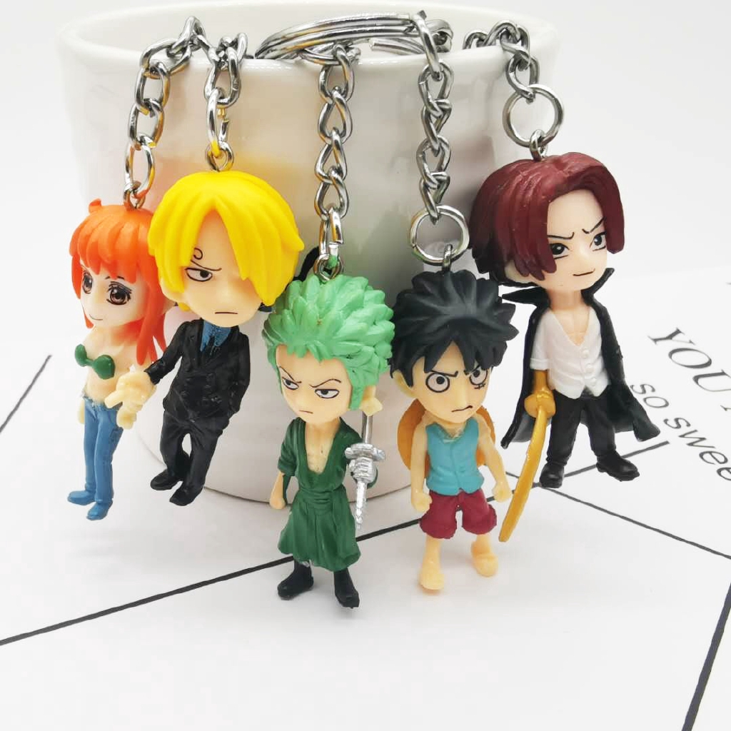 Anime One Piece Luffy PVC Keyring Keychain Figures Pendant One Piece
