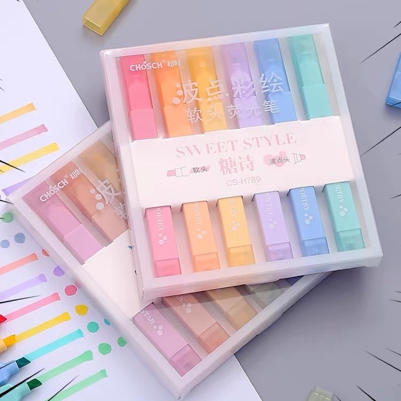 Double Head Soft tip Highlighter Light color highlighter pen/Morandi ...