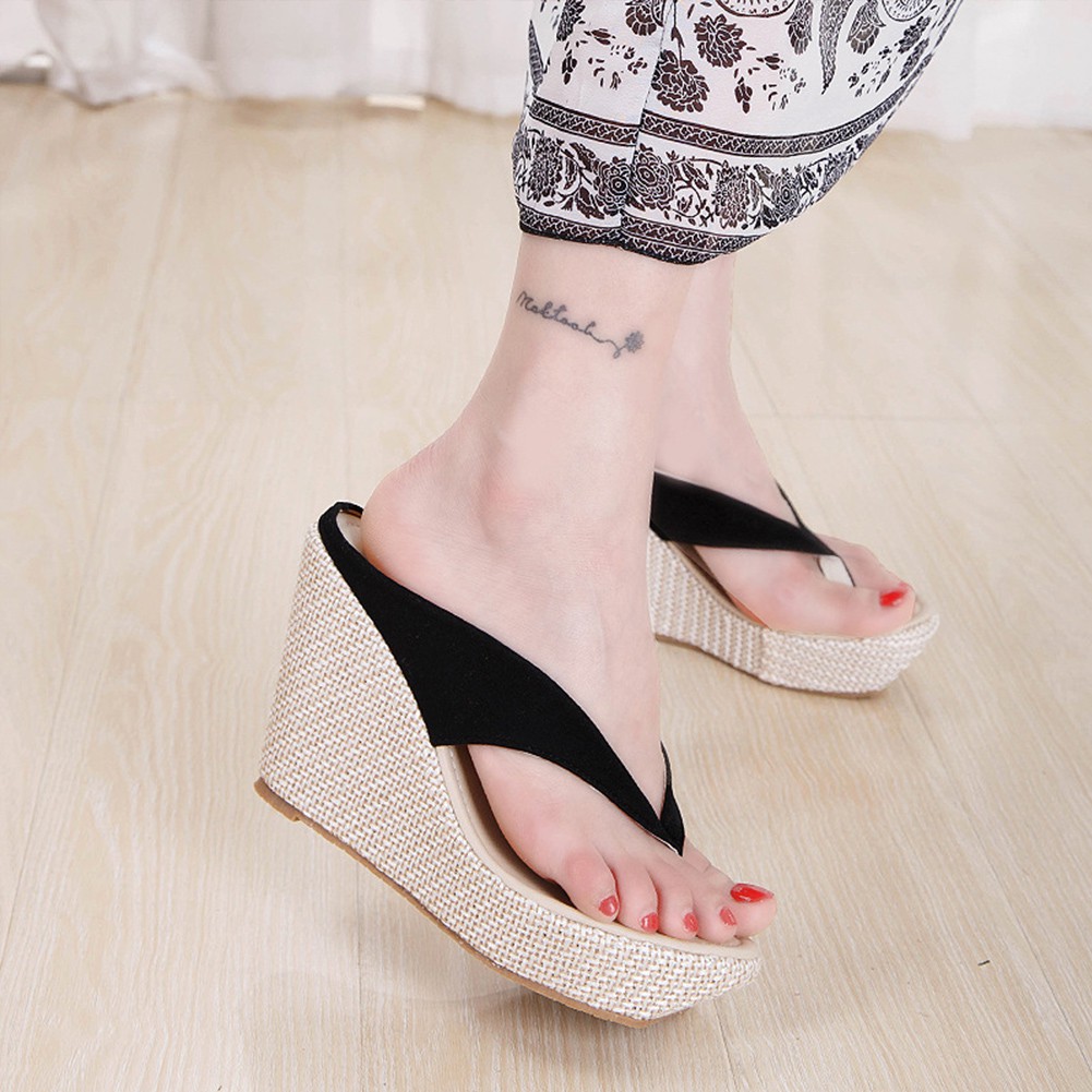 high heel wedge flip flops