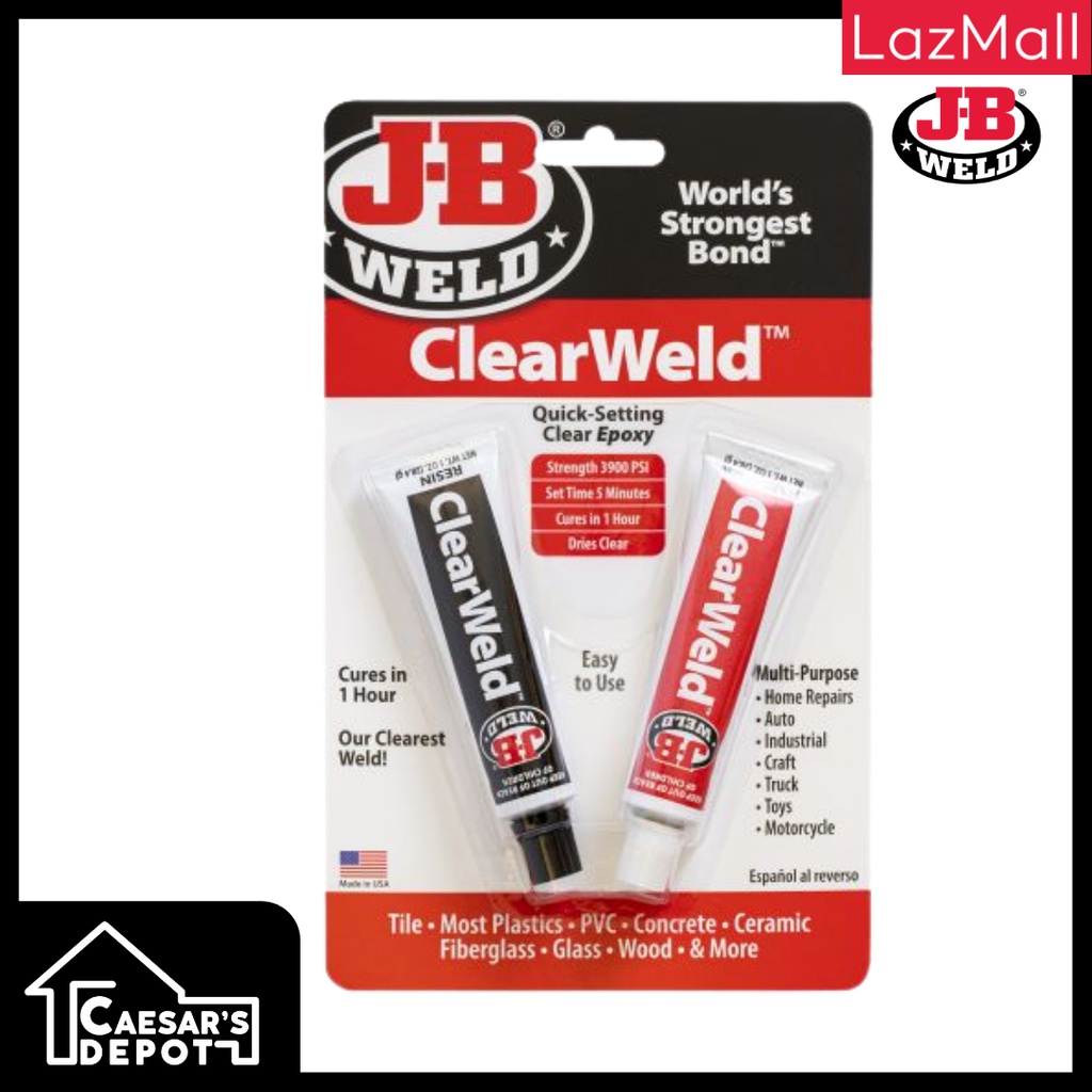 JB Weld ClearWeld Twin Tube QuickSetting Clear Epoxy, 1 oz. / 28.4g