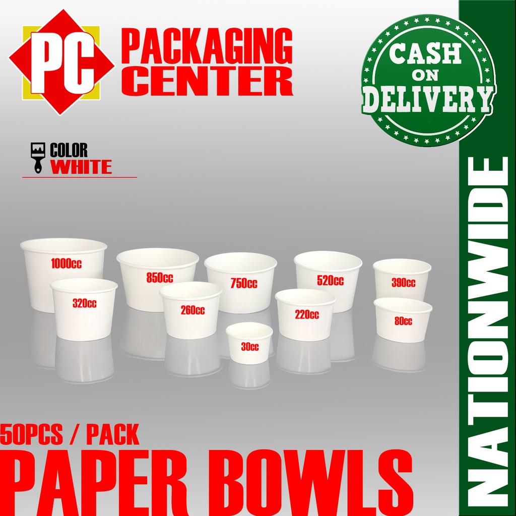 Paper Bowl All Sizes by 50pcs per pack Shopee Philippines