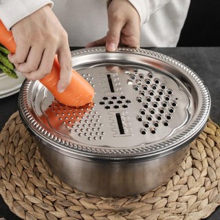 (26cm) 3in1 Stainless Steel Wash Basin Grater Drain Basket #3