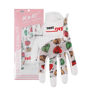 K & G Golf Gloves Ladies Microfiber Cloth Wear-Resistant Sports Printed Anti-Slip Breathable#22024432