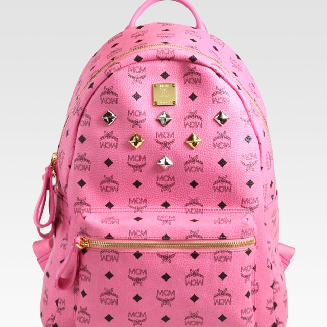 mcm small pink backpack