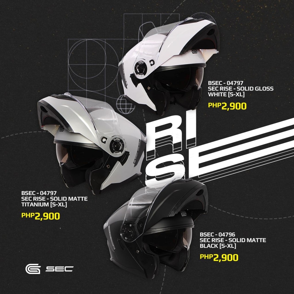 SEC Rise ABS Composite Shell Modular Dual Visor Helmet Shopee Philippines