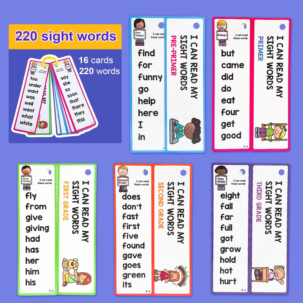 220 Dolch Sight Words English FlashCards Toddler for Kids Learning ...