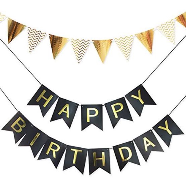 Happy Birthday Banner Black And Gold Big Happy Birthday Banner (Black/Gold) | Shopee Philippines