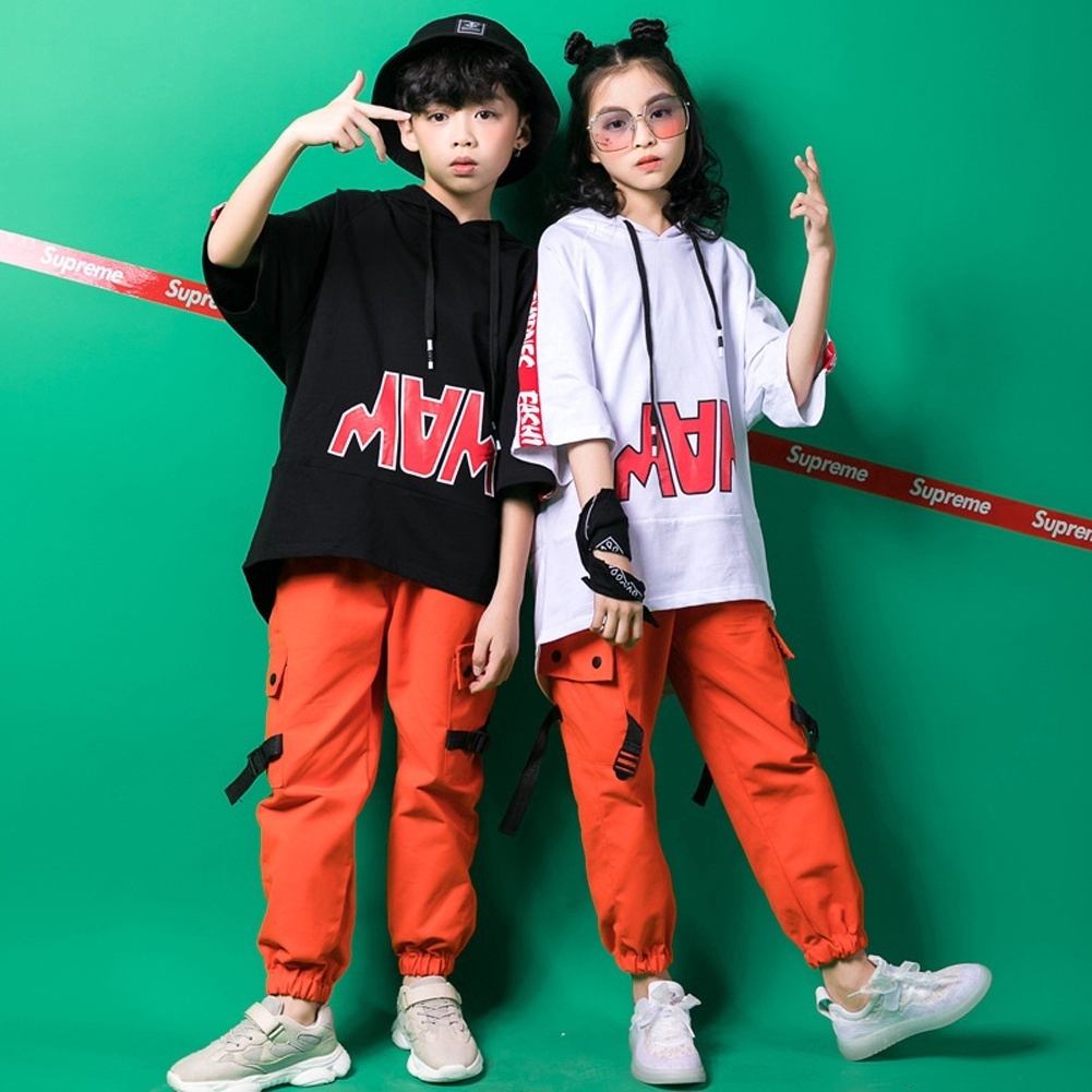 black and orange cargo pants