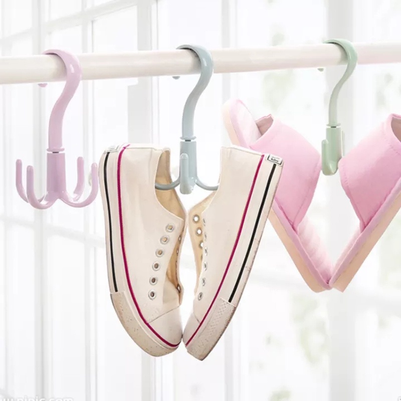 Space Saving Rotated Hooks Wardrobe Hanger Bag Shoes Belt Scarf